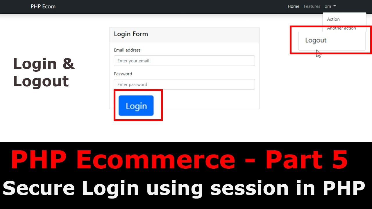 PHP Ecom Part 5 : How to make advanced login and logout system in PHP | Secure login using SESSIONS