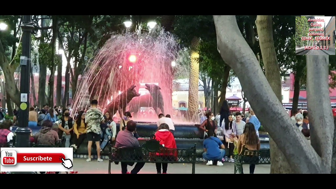 Centro de Coyoacan en Ciudad de M&eacute;xico,parque de los Coyotes y sus calles ,comercios y artistas Urba