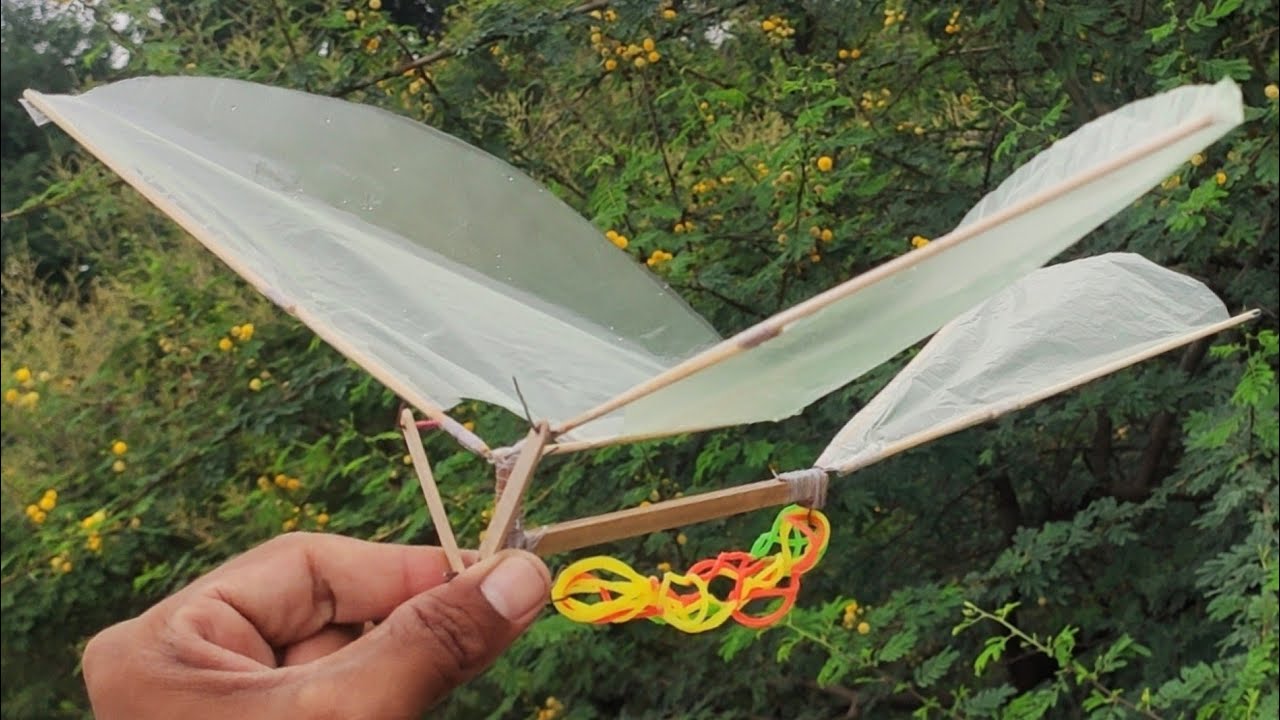 Making Rubber powered bird | How to make rubber band flying bird | Rubber power bird |   ornithopter