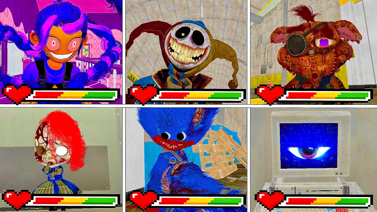 Poppy Playtime Chapter 5: All BOSSES DEATH SCENES in FULL BRIGHT MODE with Healthbars & Jumpscares