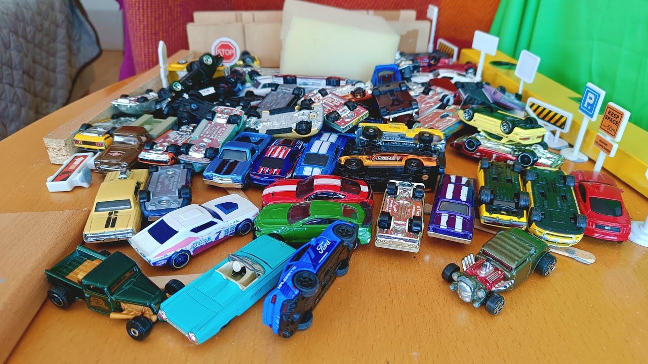 Diecast cars in slow motion