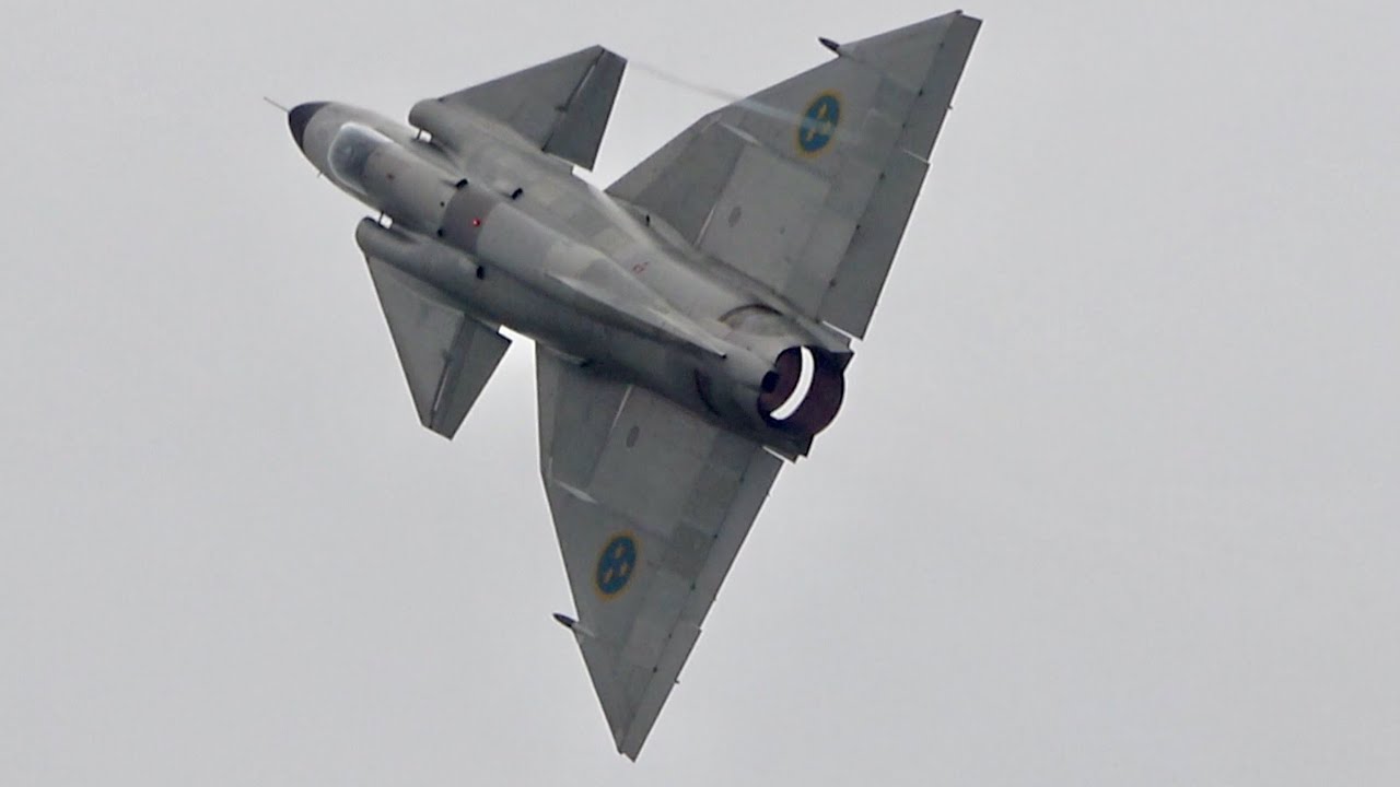 Saab AJS37 Viggen Swedish Air Force Historic Flight flying Display Volkel 2019 AirShow