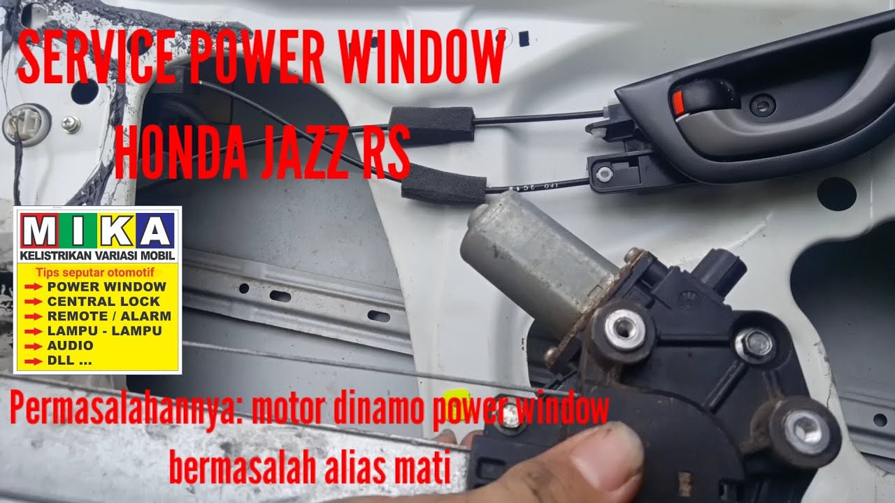 Benerin power window jazz RS, motor dinamo mati