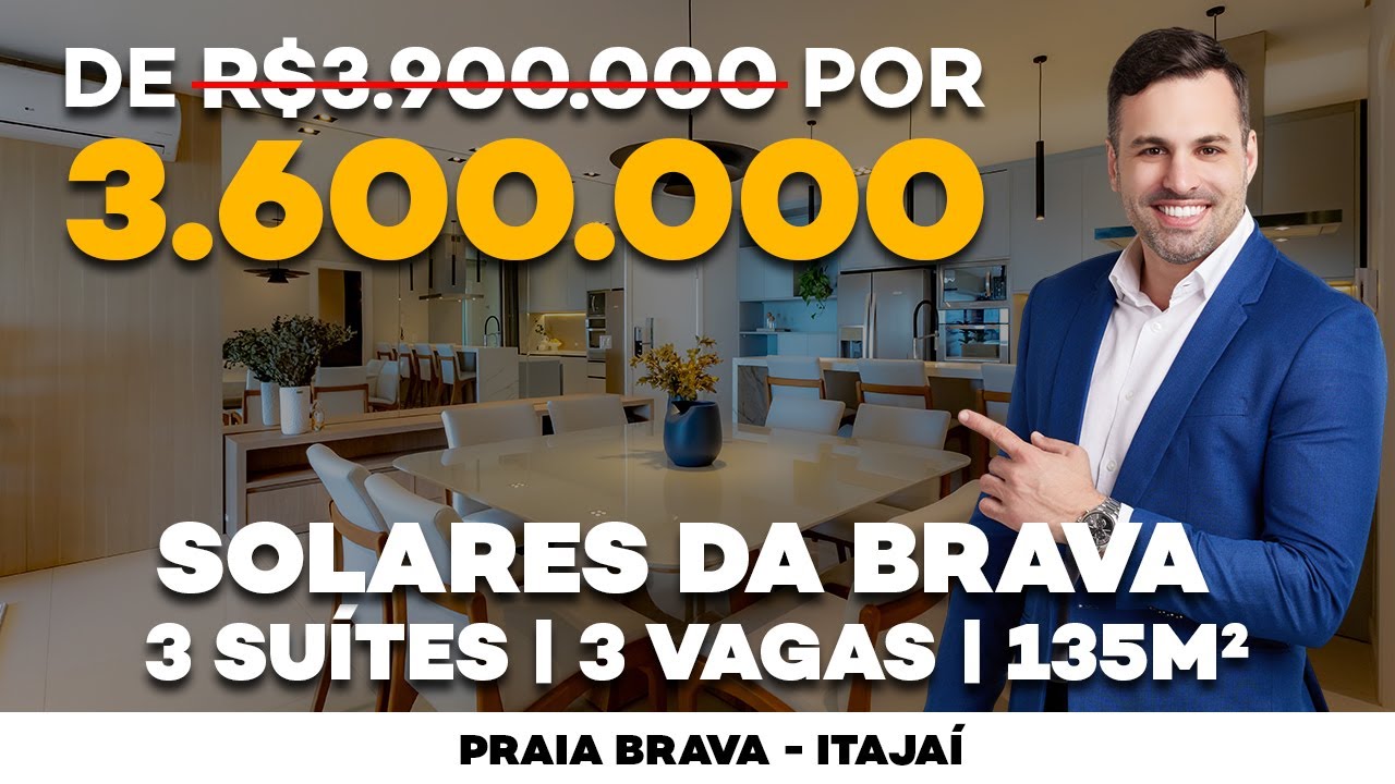 Apartamento mobiliado na Praia Brava com R$ 300 mil de desconto | 3 suítes, 3 vagas à 240m do mar!