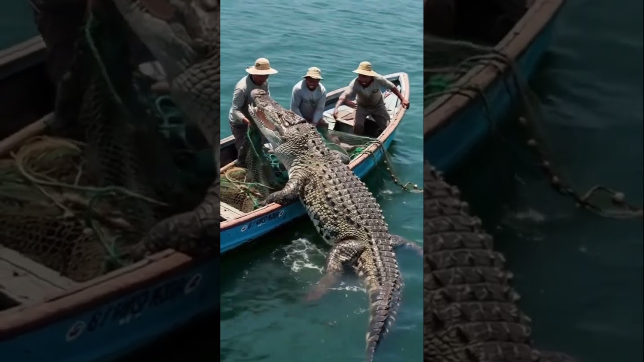 Crocodile jumps into boat ai generated #ai #animals #aiart #aivideo
