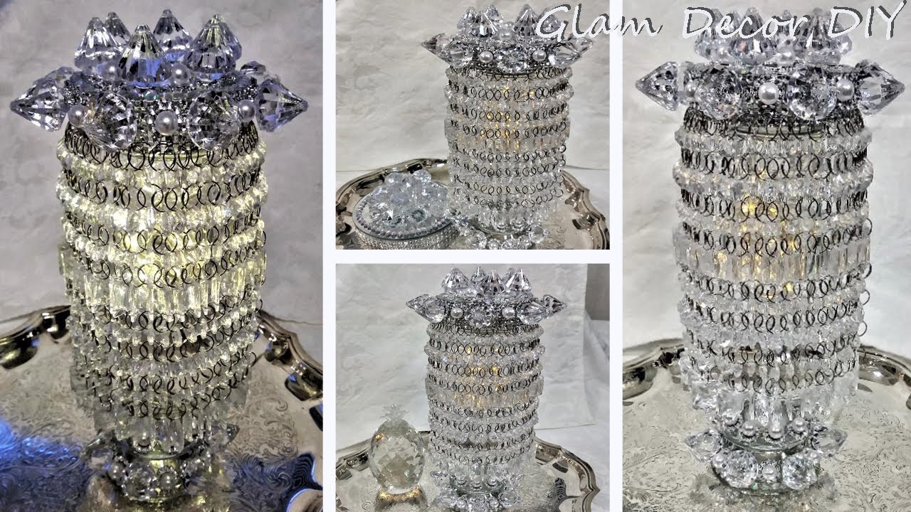 Dollar Tree DIY Glam Crystal Chandelier Lamp DIY Glam Room Decor