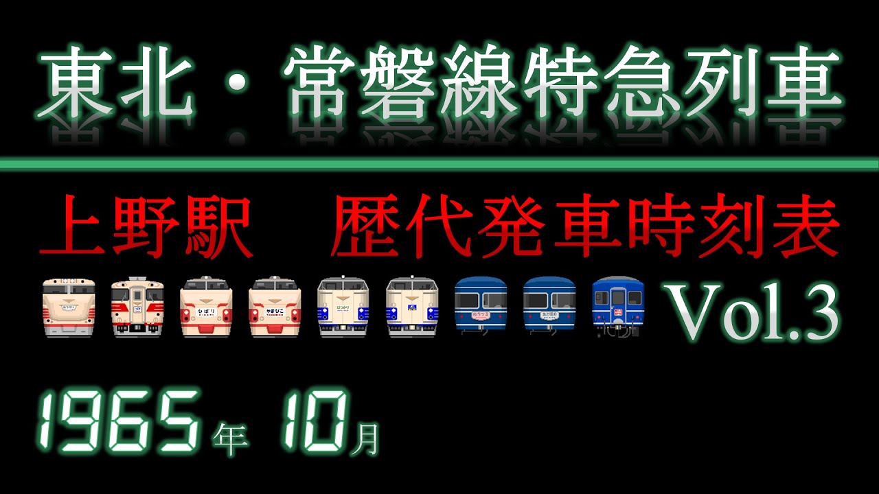 東北・常磐線特急列車　上野駅発車時刻表　1965年10月1日
