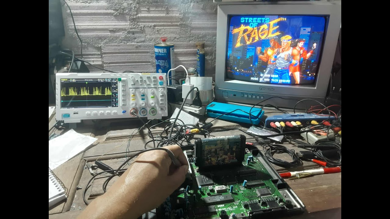 Medições IC 315-5433 Mega Drive - Frequências CLOCK - Tensões Z80 e 68000 Osciloscopio FNIRSI 1014D