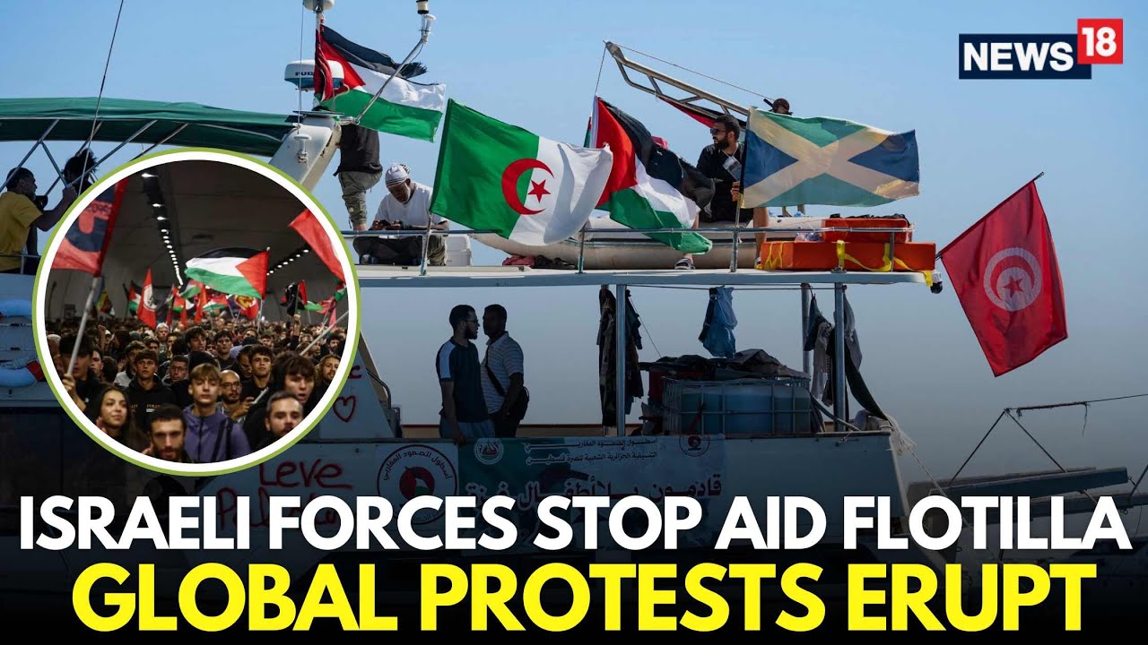 Israel Intercepts Gaza Flotilla LIVE ON CAM VISUALS, Massive Protest Erupts | Israel-Gaza War | N18G