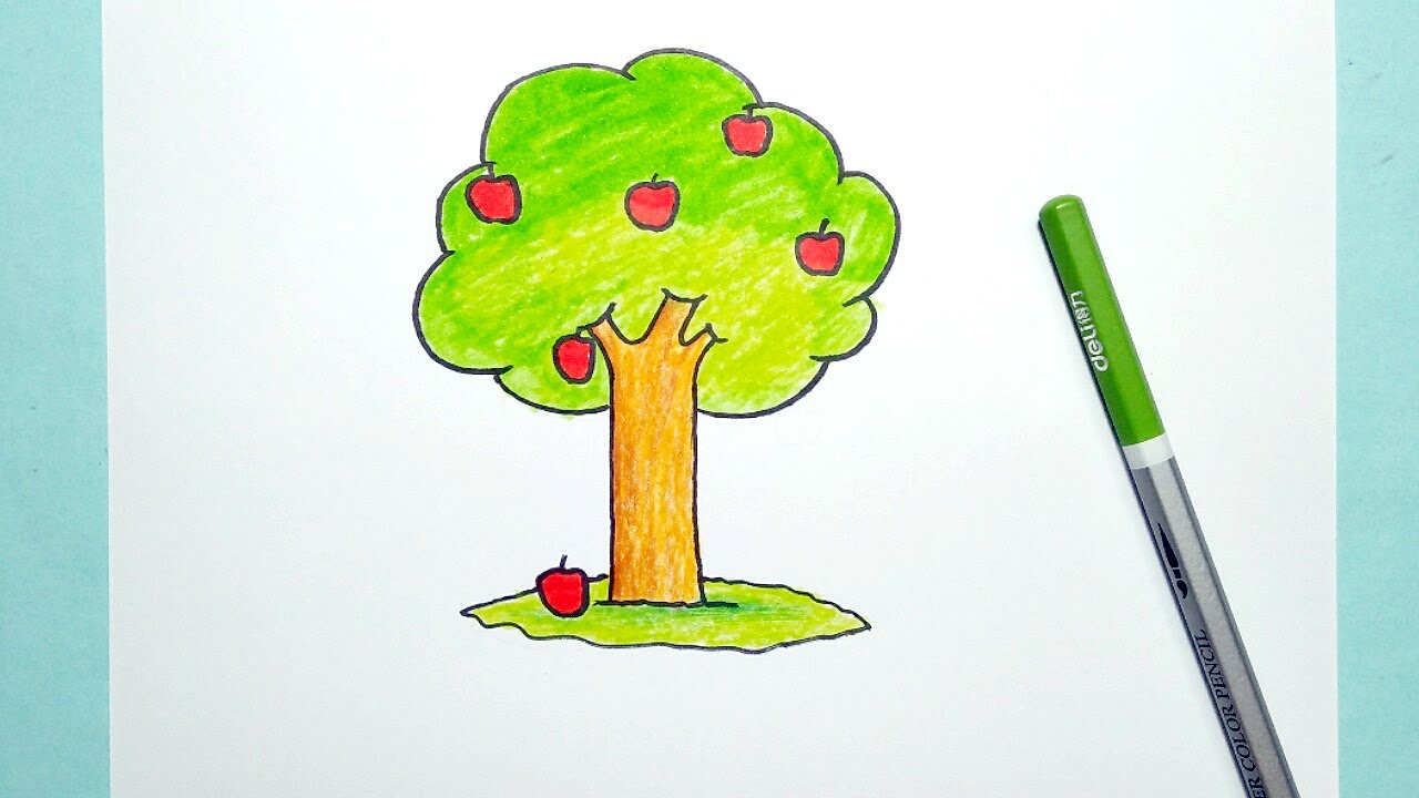 How To Draw Apple Tree | Simple and Easy to follow