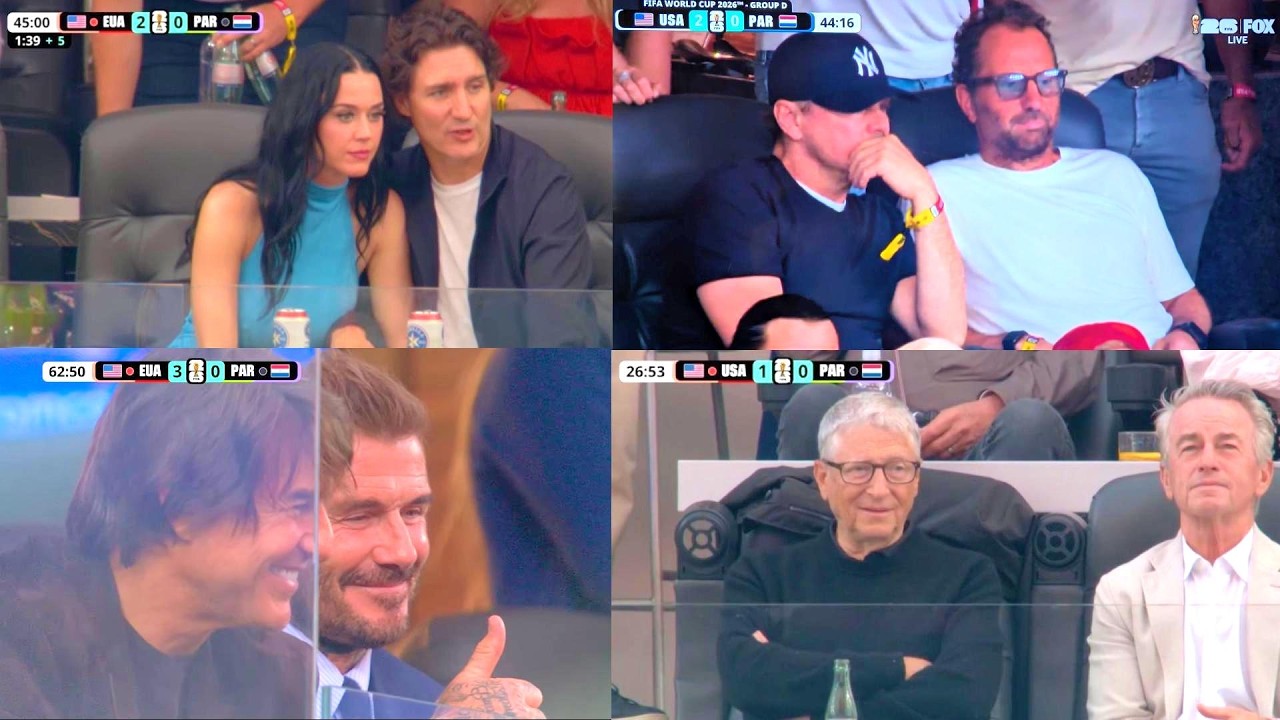 Beckham, Tom Cruise, Brad Pitt, Leo DiCaprio, Bill Gates reaction to USA vs Paraguay 4-1