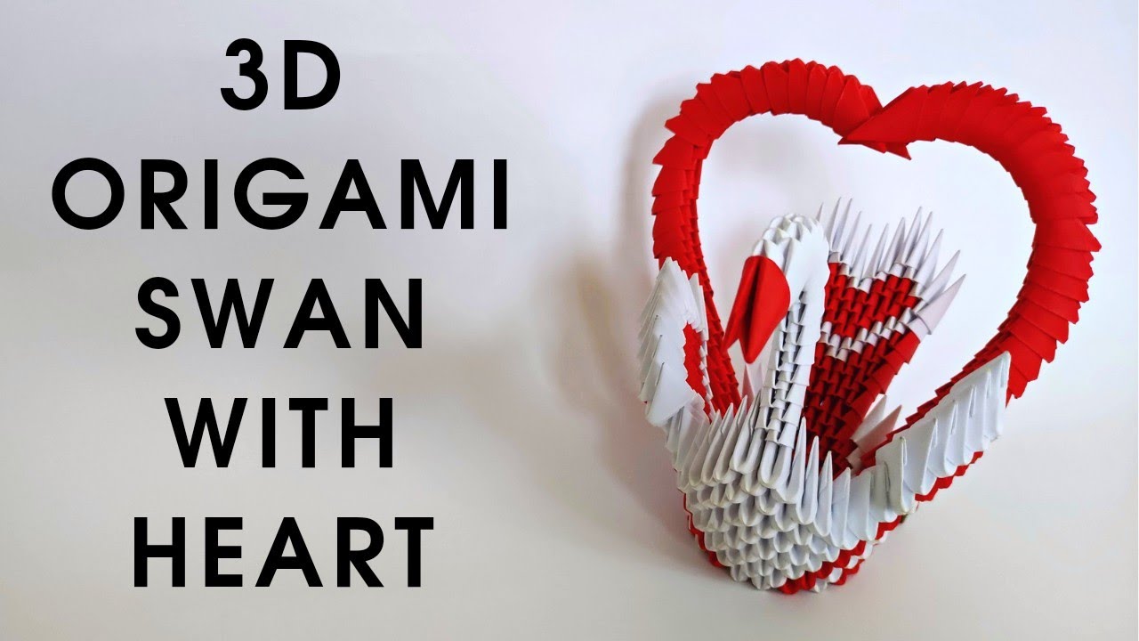 3D Origami SWAN WITH HEART | How to make a modular origami swan