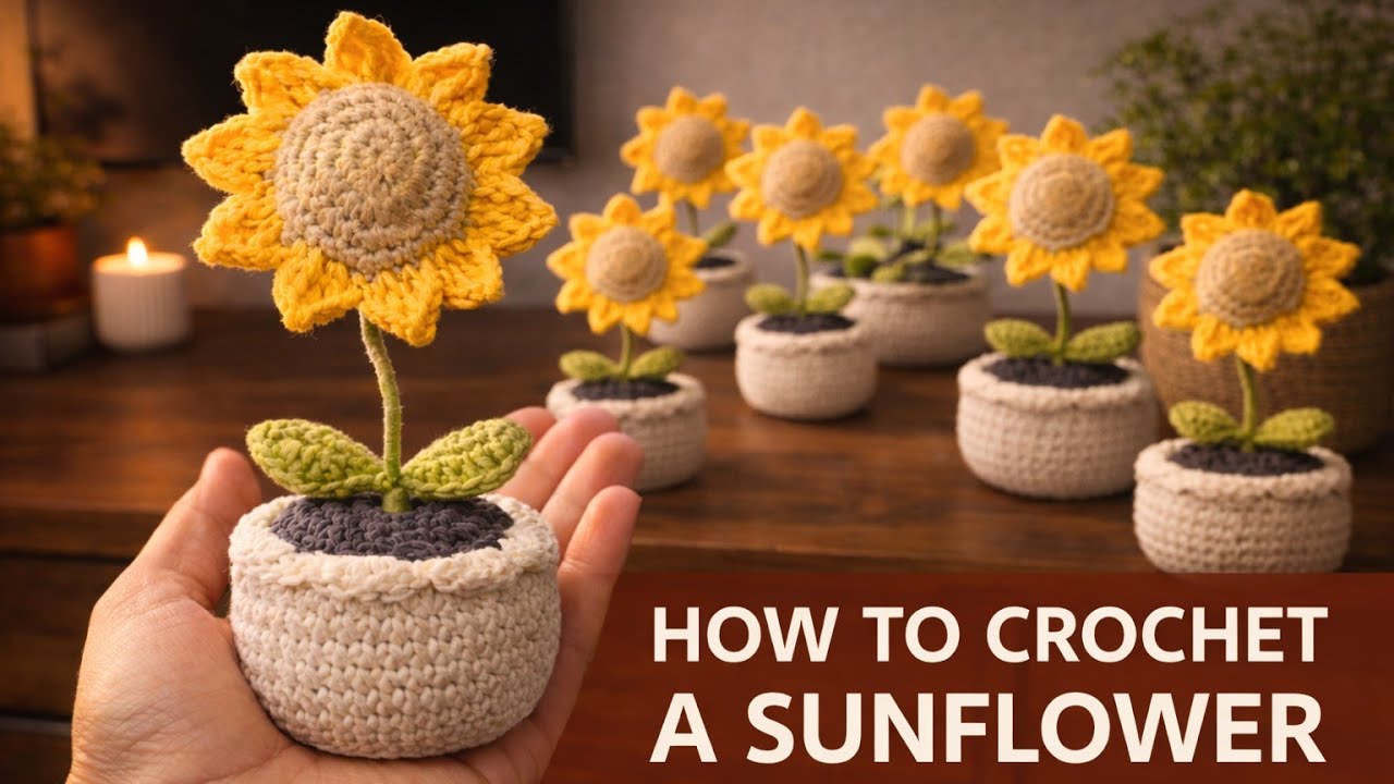 Crochet Sunflower in Pot 🌻 Easy Crochet Flower Tutorial ll