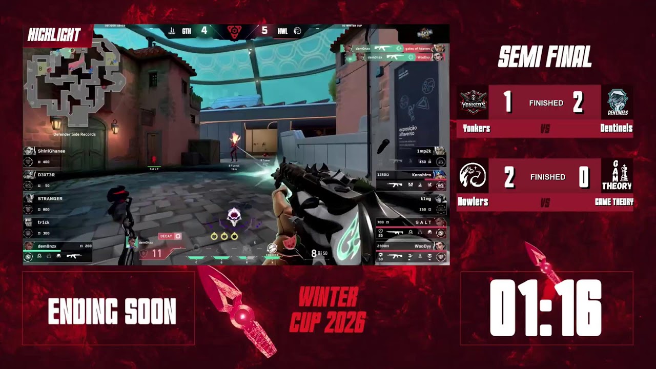 Winter Cup Valorant Semifinals LIVE | Yonkers vs Dentinels | Game Theory vs Howlers