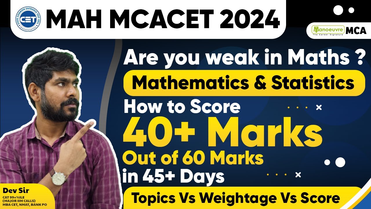 MAH MCA CET 2024 | Are You Weak In Maths/Quant? | How to Score 40+ Marks In Quant in Just 45+ Days