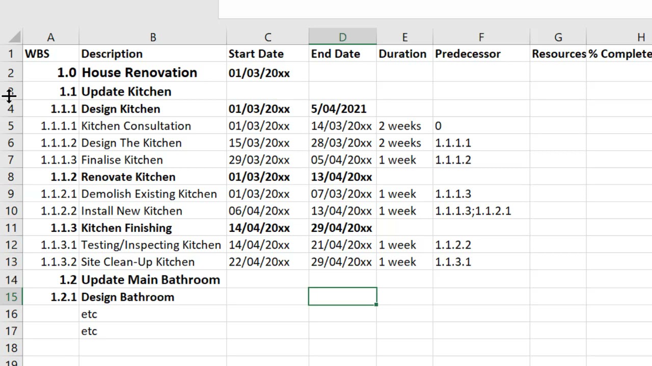 How to create a Gantt Chart in MS Excel: Project Management Scheduling