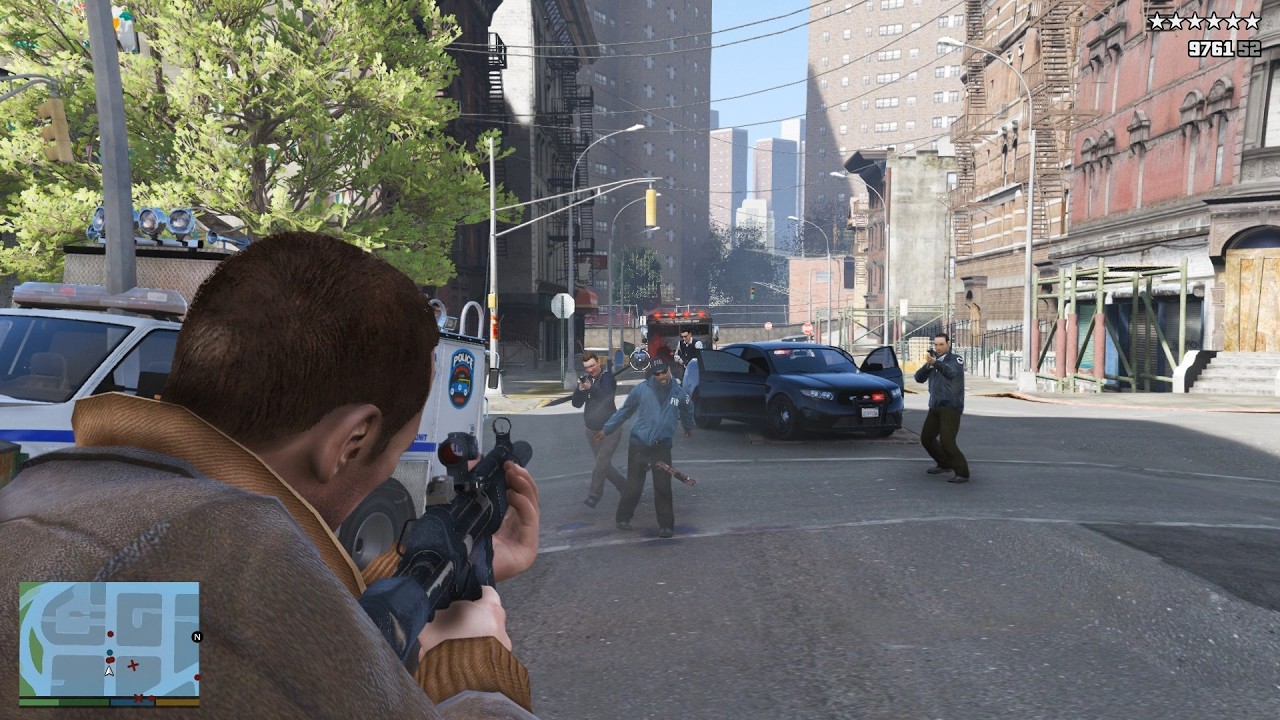 GTA 5 Liberty City Niko Bellic Cops Shootout + 10 Star Wanted Level Escape [R.D.E. 4.1.3]