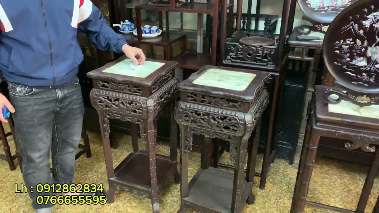 đôn bầy đồ xưa cũ , gỗ trắc , tranh đĩa , kệ tam sơn .