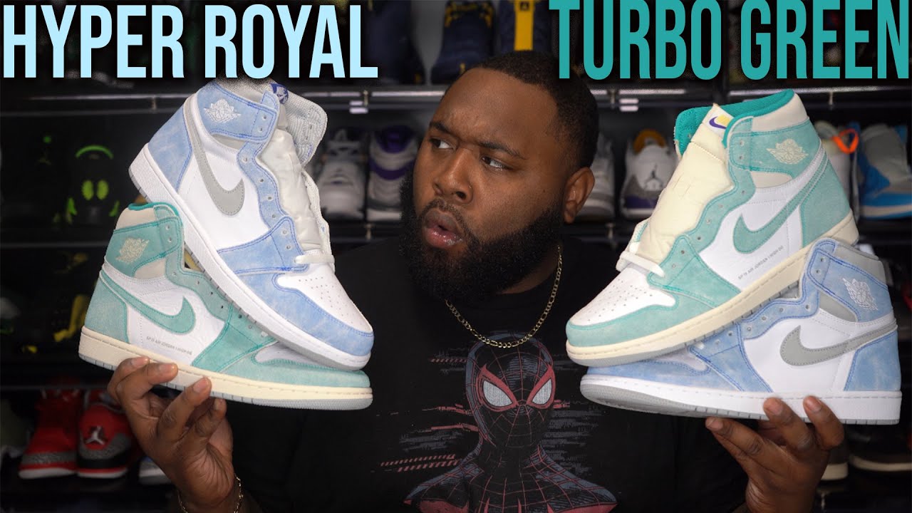 AIR JORDAN 1 HYPER ROYAL | AIR JORDAN 1 TURBO GREEN SNEAKER COMPARISON!