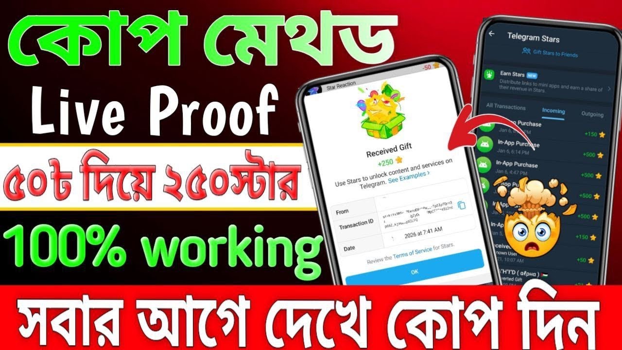 Telegram Star new Method 250 Star = 0.39$ ( TEUSTED INCOME BDT ) 