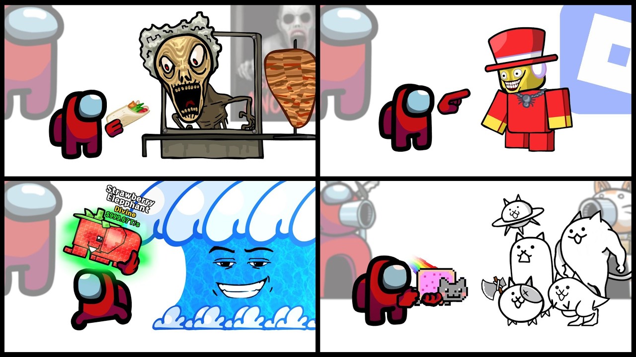 Mini Crewmate Kills Italian Brainrot Characters - Part 1-4 | Among Us