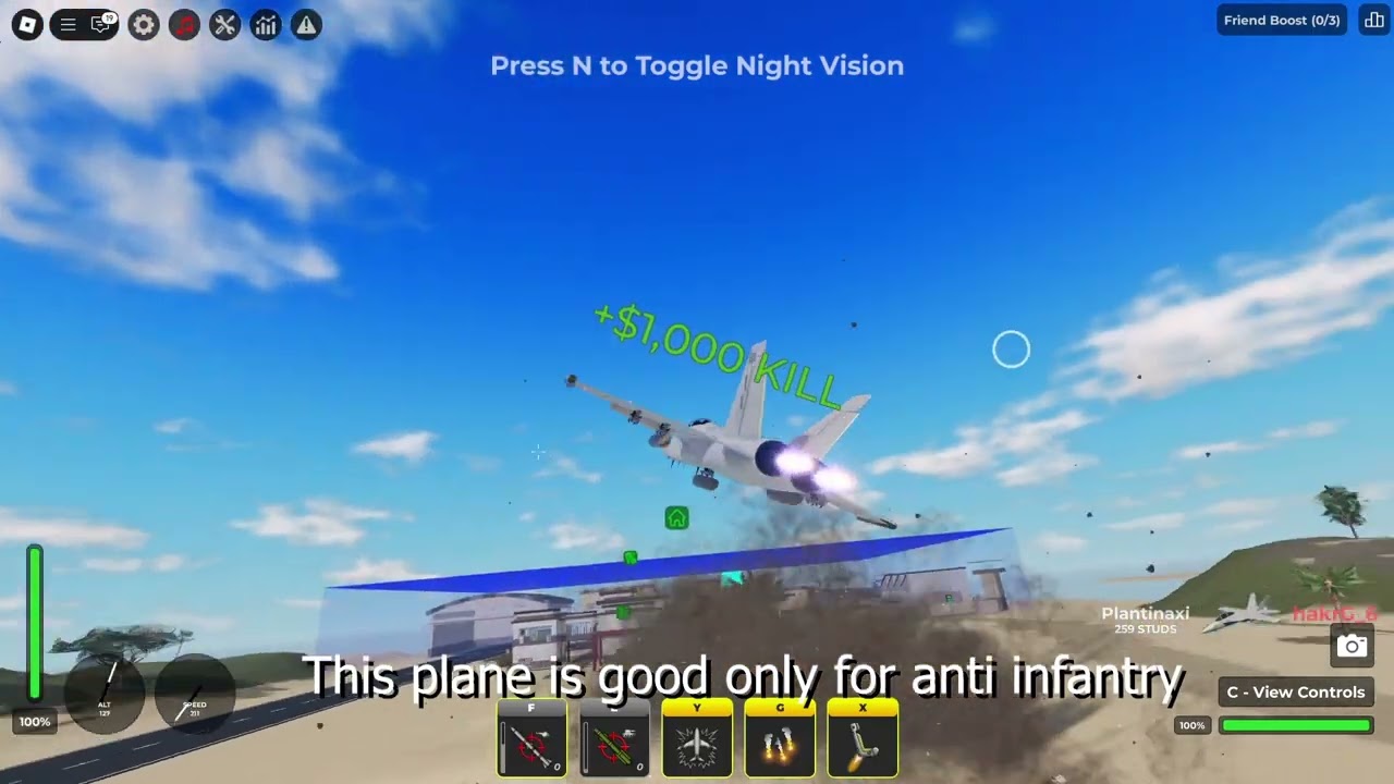 Destroying the server with F-18EA Growler in War Tycoon
