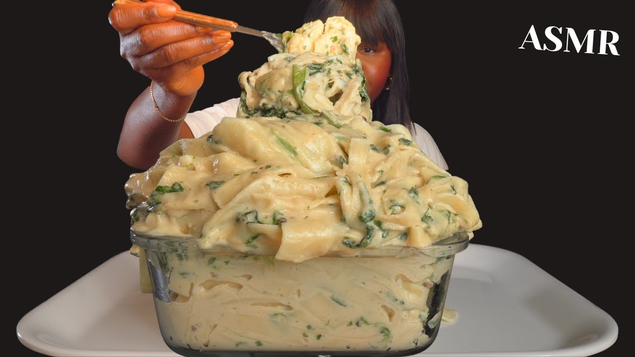 ASMR ALFREDO CHEESY CREAMY PRAWN PASTA MUKBANG (No Talking)  Vikky ASMR |Sticky Eating Sounds