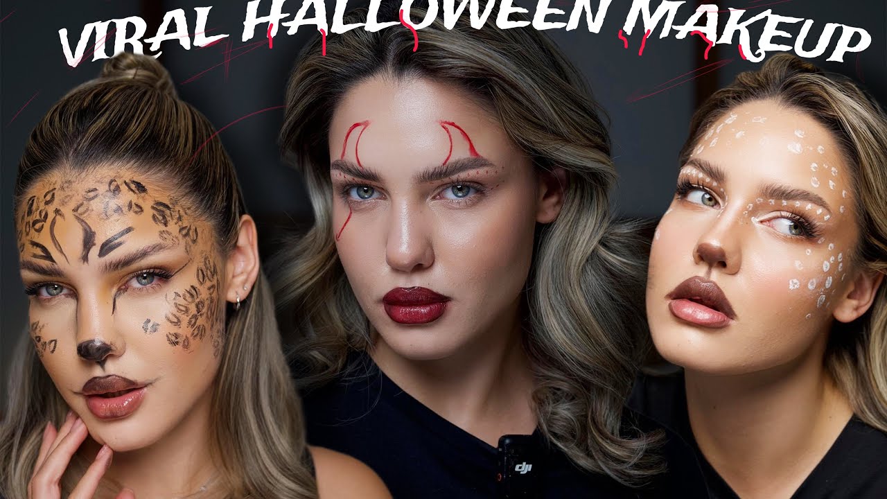 3 VIRAL last minute HALLOWEEN MAKEUP LOOKS | cheetah look | Bambi makeup | Red horns | EASY