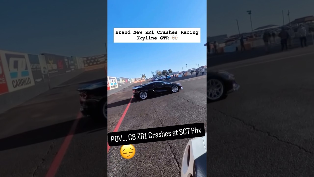 Corvette c8 Zr1 crashes drag race vs Skyline GTR 