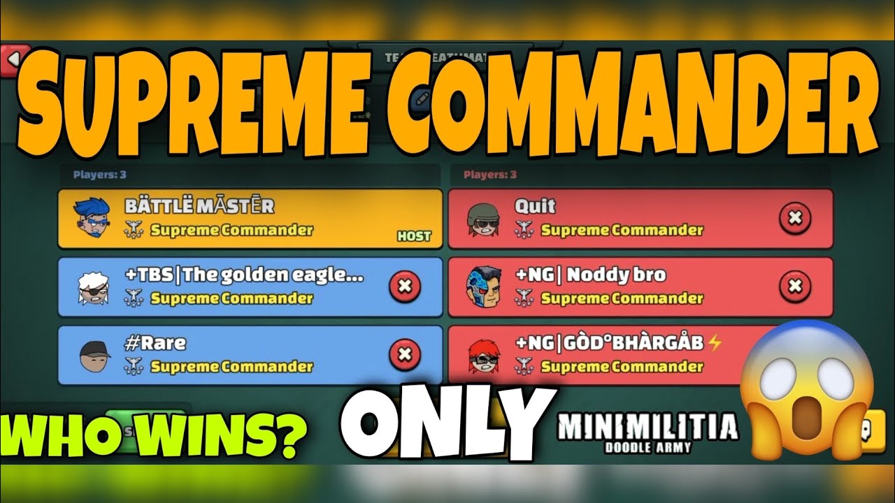 Supreme Commanders only in Mini militia| 100+ kills in 1 match | Who wins? | Op gameplay| da2 |