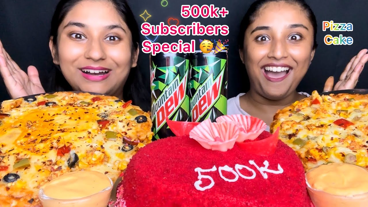 500k+🥳🎉Subscribers Special  Mukbang Pizza,Cake with some secrets in our life😥|Ansuni batein apke