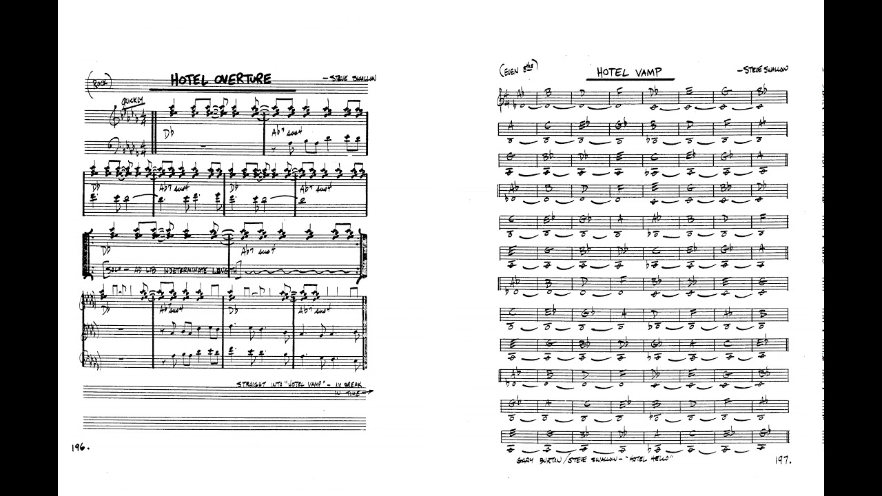 real book solo piano: hotel hello: hotel overture, hotel vamp (Steve Swallow)