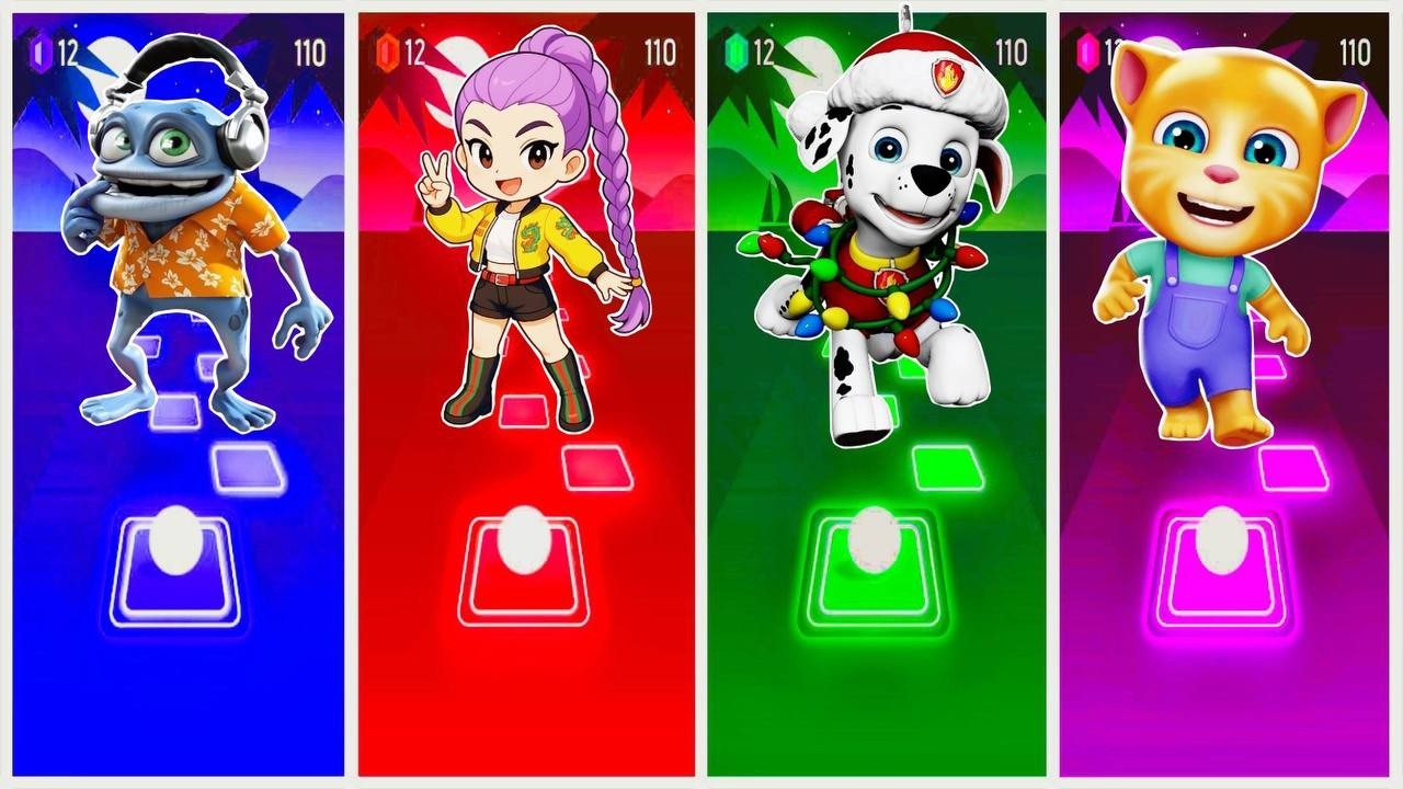Crazy Frog 🆚 KPoP Demon Hunters 🆚 Paw Patrol Zouma 🆚 Talking Tom and friends 🎶 Tiles Hop EDM Rush
