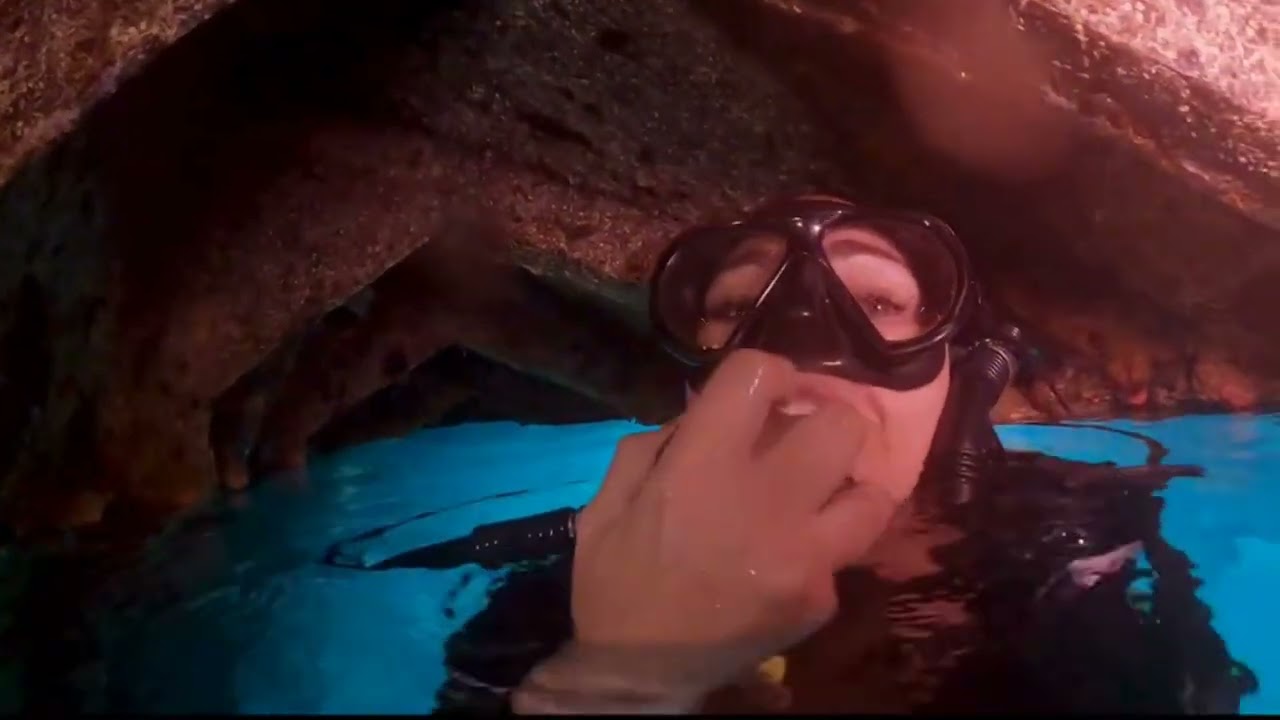 Scuba Girl In Cave