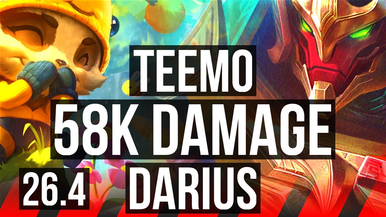 TEEMO vs DARIUS (TOP) | 58K damage | NA Master | 26.4