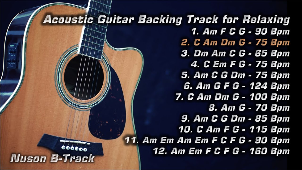 1 Hour Acoustic Guitar Backing Track with Cajon | C Major Compilation