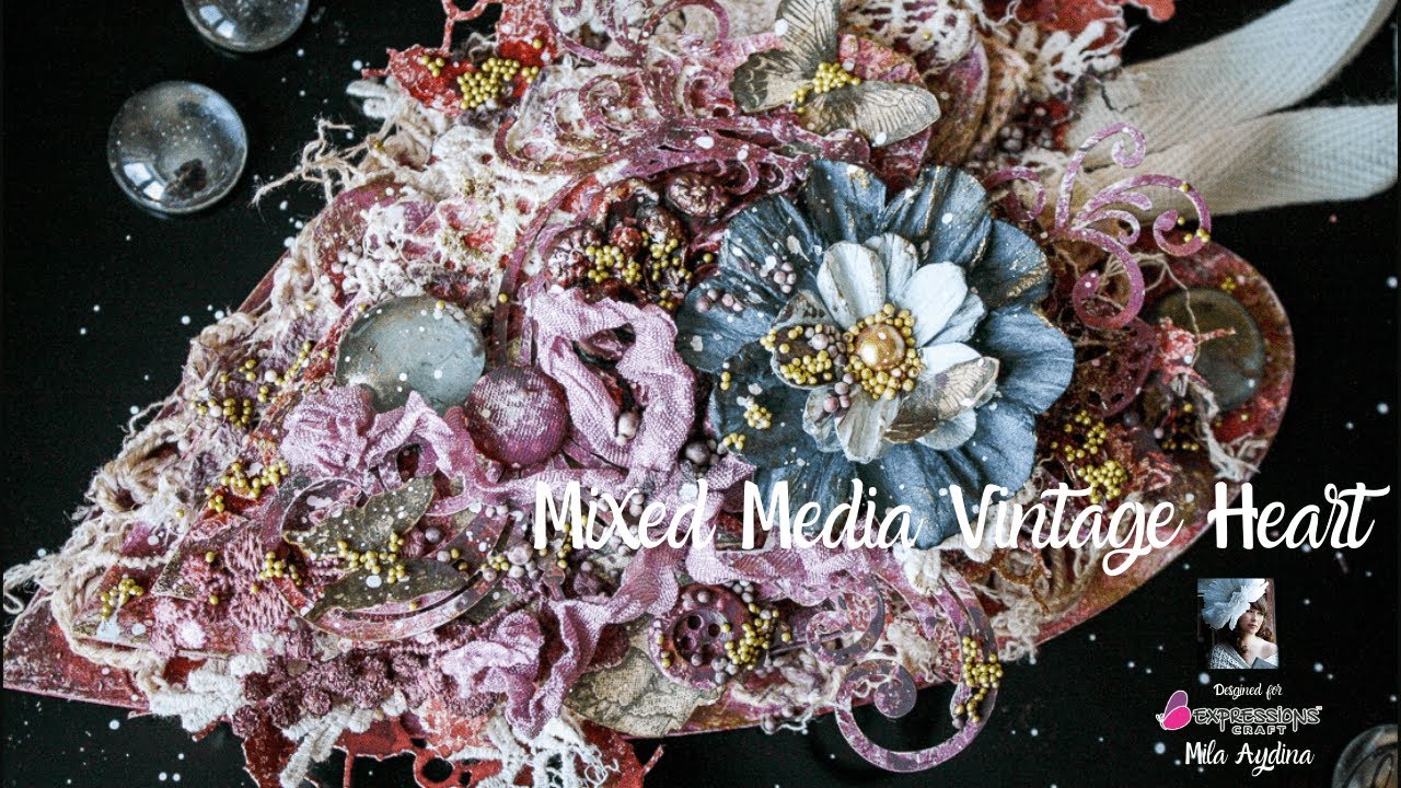 Mixed Media Vintage Heart | DIY Quick & Easy #handmadetag | #mixedmediatag #diyvideo tutorial