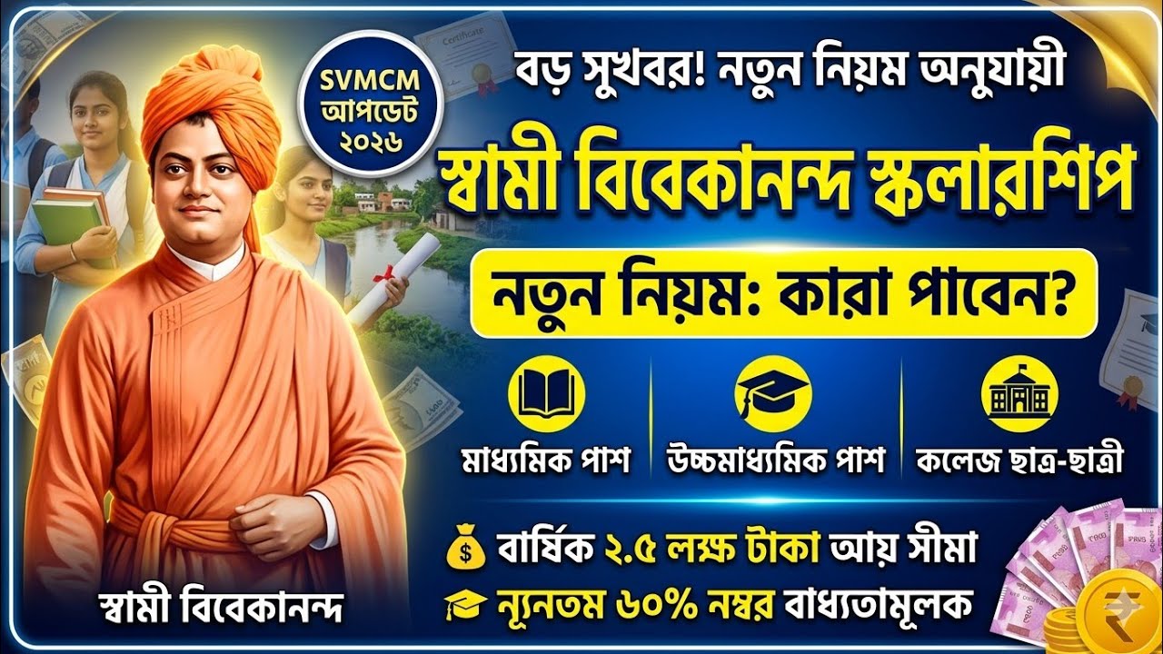 Swami Vivekanand scholarship 2026-2027//madhyamik HS and college student//new rule