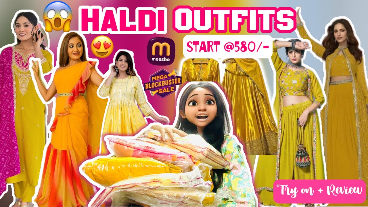 Haldi Outfits Haul 🌼| Meesho Haldi Dress Collection 2025 | Yellow Lehenga, Suit & Saree Try On Haul