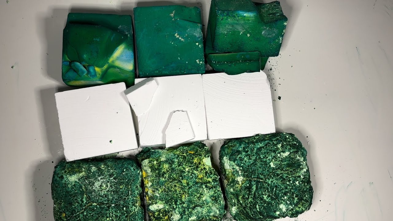 Green Paste & Dip Dyed Green and Fresh Blocks|ASMR| oddly satisfying 💗So Satisfying