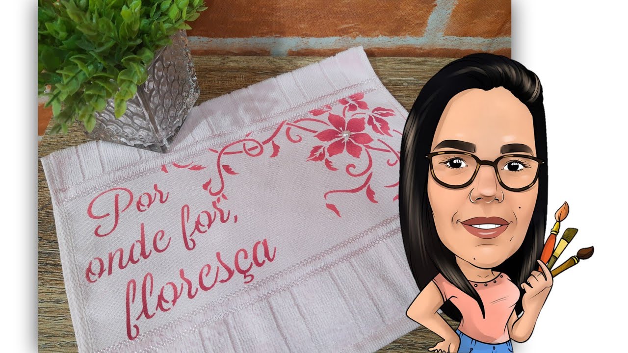 pintando toalhas de lavabo - pintando com stencil - pintura minimalista