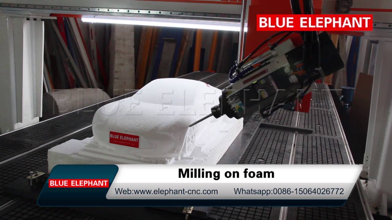 4 axis Automatic Tool Changer CNC Router 2050 Working on Foam from Blue Elephant