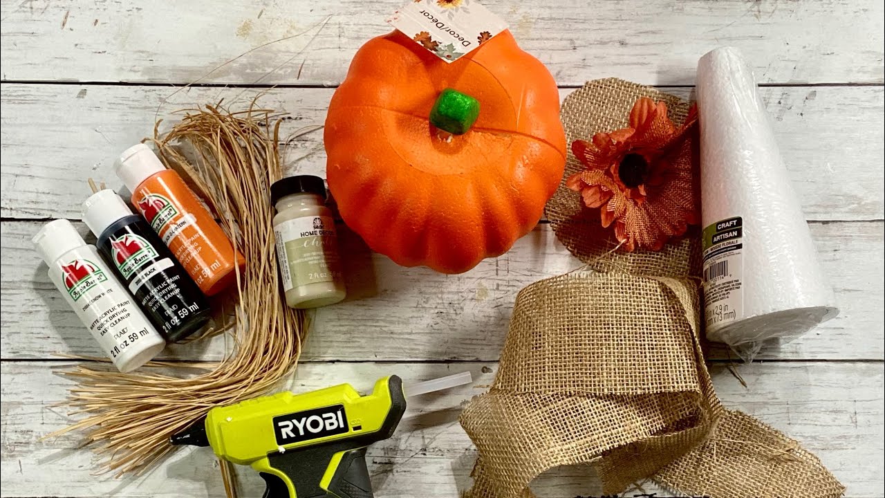 Dollar tree pumpkin scarecrow DIY