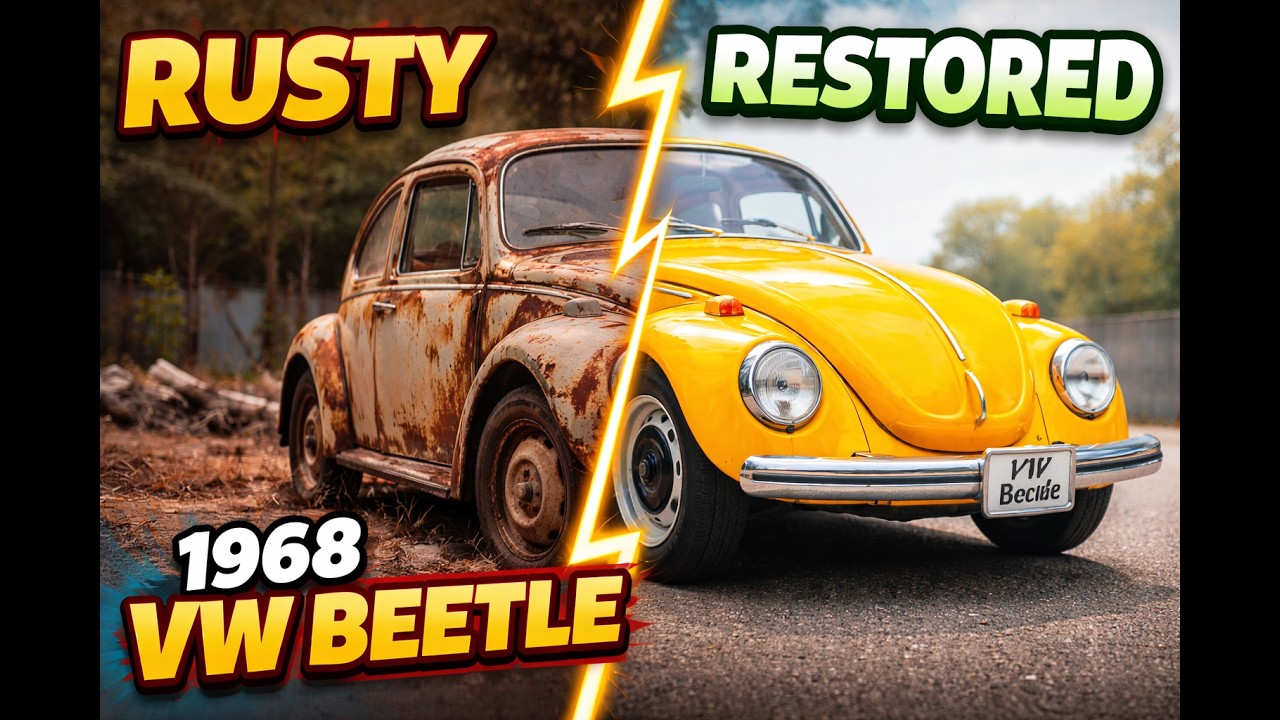 1968 VW Beetle Restoration | Rusty to Fully Restored Yellow Volkswagen Beetle Transformation
