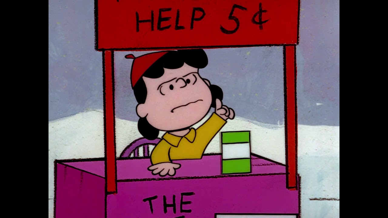 A Charlie Brown Christmas 1965 Lucy psychiatric help scene 4K