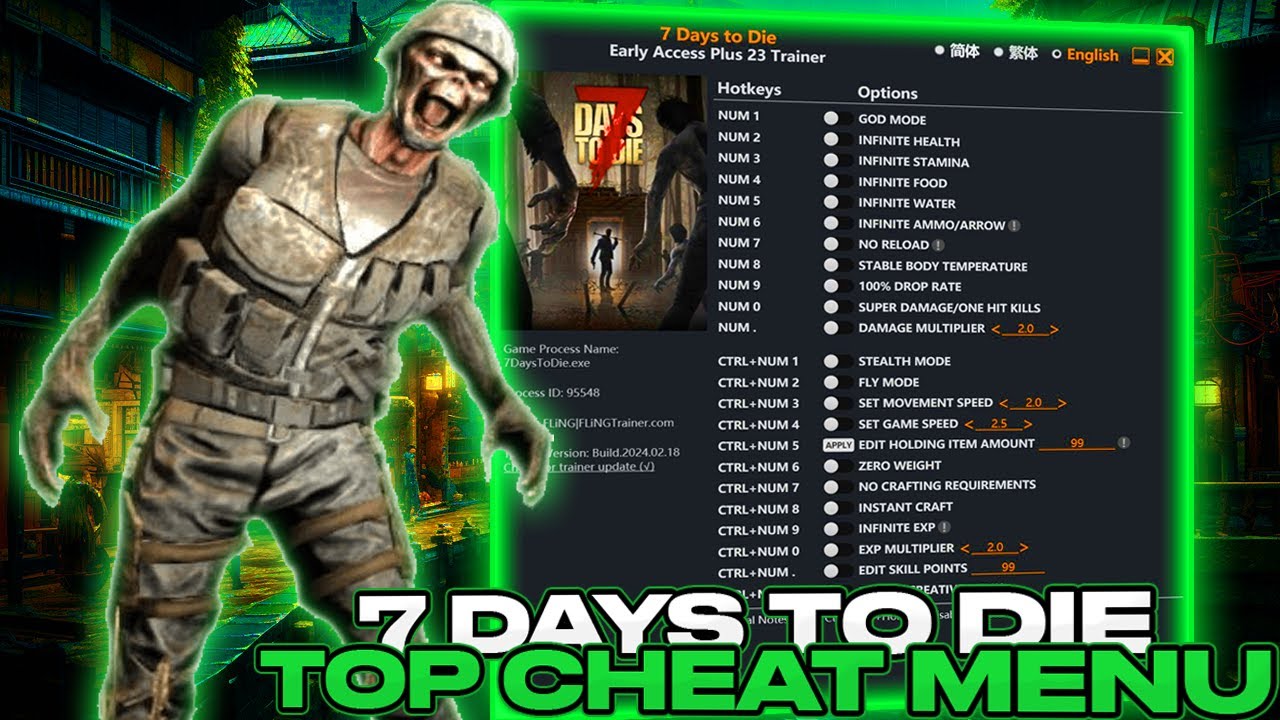 [GREATED] 7 Days To Die - TOP Cheat Menu | Best Trainer For 7DTD | Many Functions | FREE Download