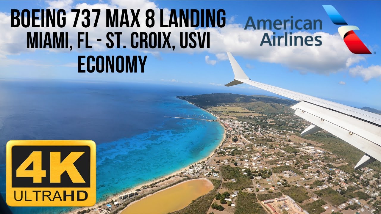 American Airlines Boeing 737 MAX 8 Afternoon Landing into St. Croix, USVI | Miami, FL - St. Croix