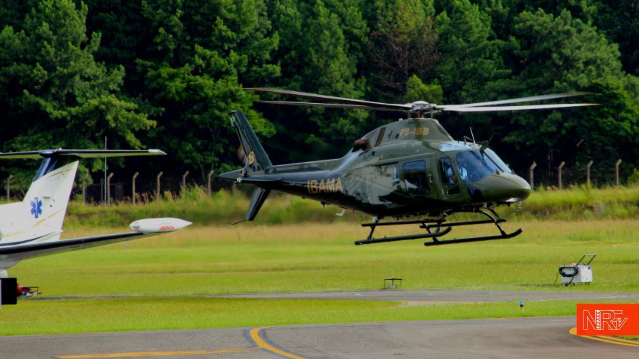 Helicoptero do IBAMA Acionamento, Rasantes e Sobrevoos em SBBI (Aeroporto do Bacacheri)