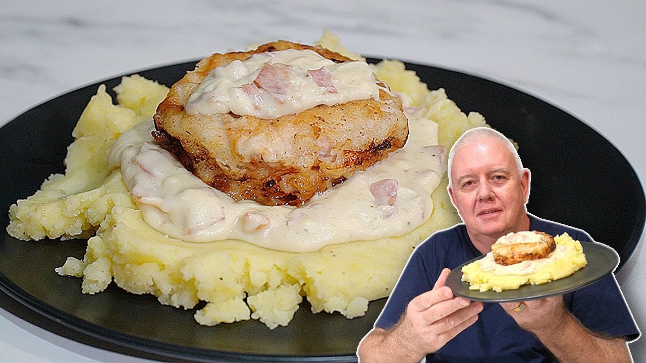 COUNTRY fried PORK CHOPS with BACON GRAVY
